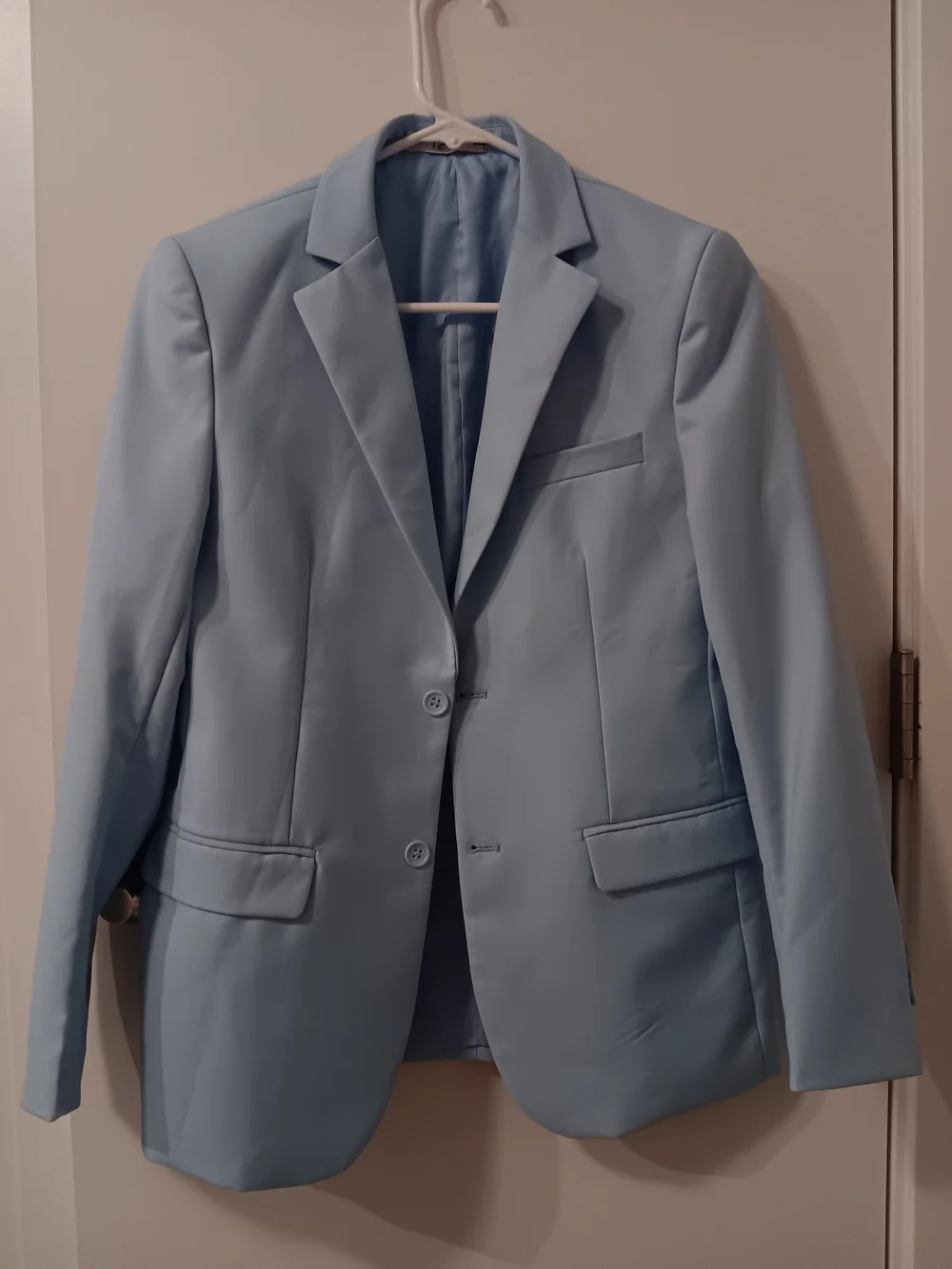 Boy's Light Blue Two-Button Suit Jacket with Matching Tie Vest Shirt and Pants